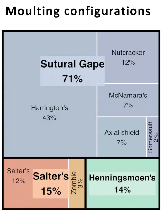 Treemap showing relative occurrence (in percentage terms) of the various moulting types.