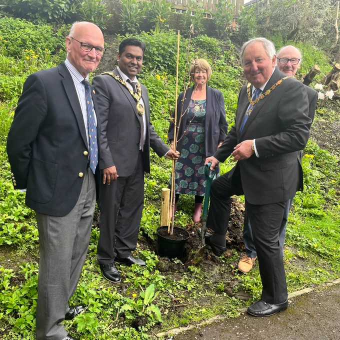 Deputy Mayor, Michael Holly along with Mayor of Rochdale Ali Ahmed helped plant the tree at Norden Jubilee Park. 