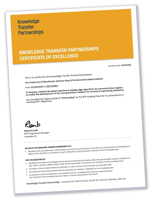 We are delighted that our #KTP with @Arup has been recognised as being Outstanding!  A massive congratulations and well done to all involved.
