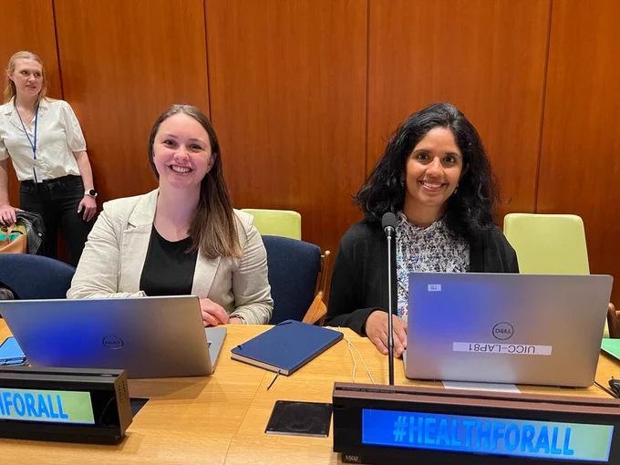 Sonali Johnson, Head of Advocacy, and Rosie Tasker, Global Advocacy Manager at UICC, participate in discussions on pandemic preparedness mechanisms, to promote international collaboration and protect populations from the effects of future pandemics.