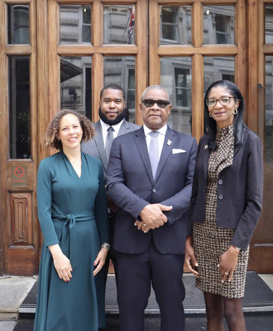 The Premier was joined by Permanent Secretary Ministry of Finance Mrs. Athanee Harvey-Basden, Deputy Permanent Secretary Office of the Premier, Mr. Miguel Swann and London Representative Ms. Tracy Knight.