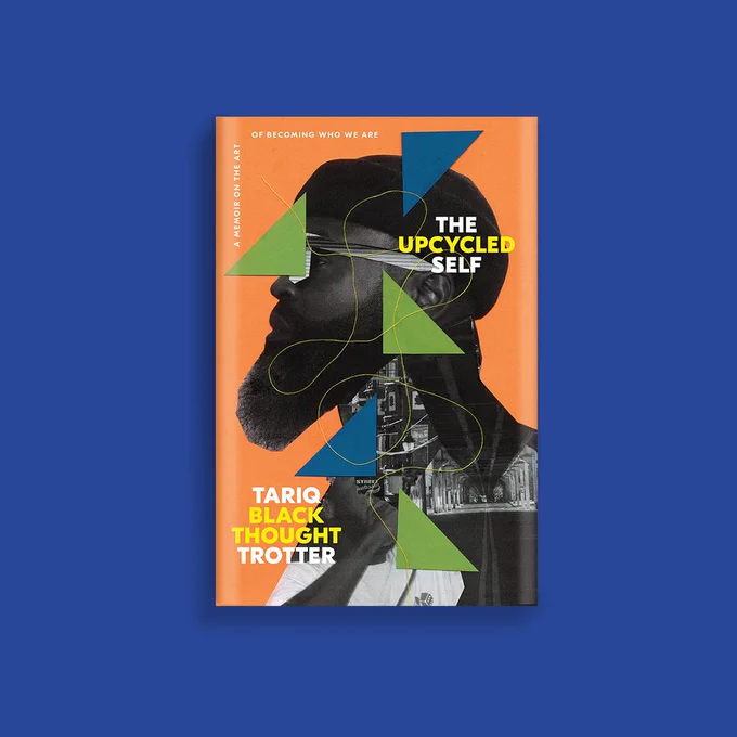 The cover of The Upcycled Self by Tariq Trotter is on a dark blue background.