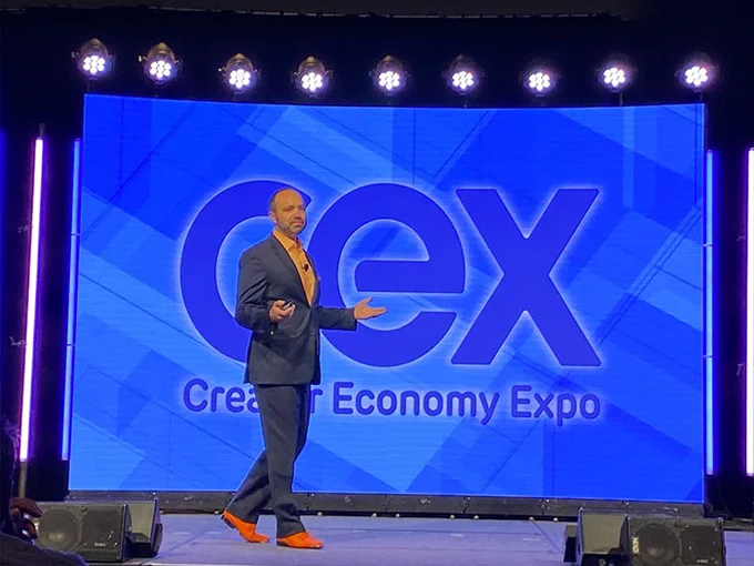 Joe Pulizzi on stage at the Creator Economy Expo (CEX)