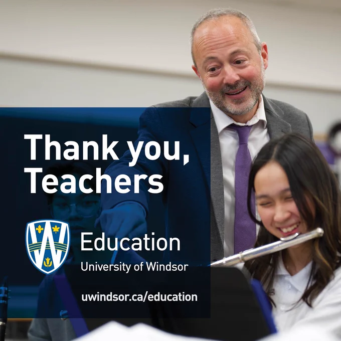 Music teacher helps student. Text reads Thank you, Teachers.