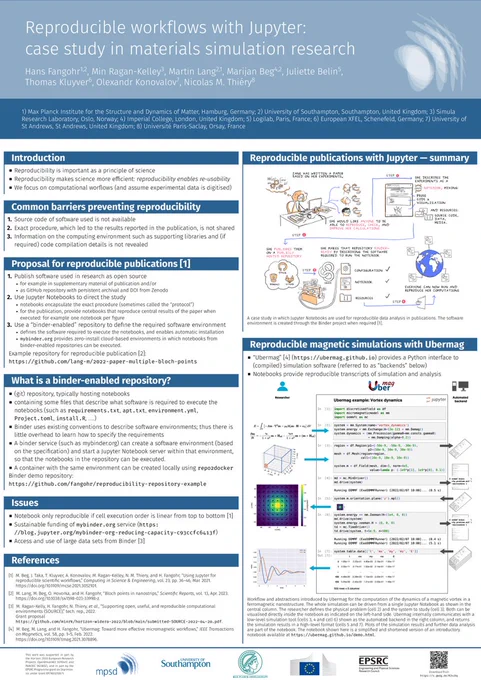 Poster on "Reproducible workflows with Jupyter".