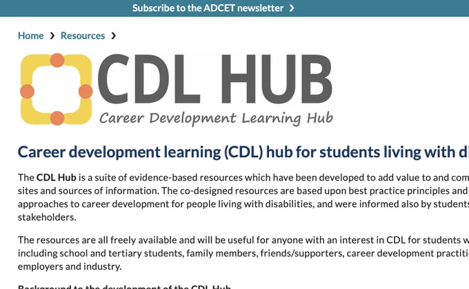 Screenshot of CDL Hub Landing Page. The website is accessible and can be read using a screen reader. 