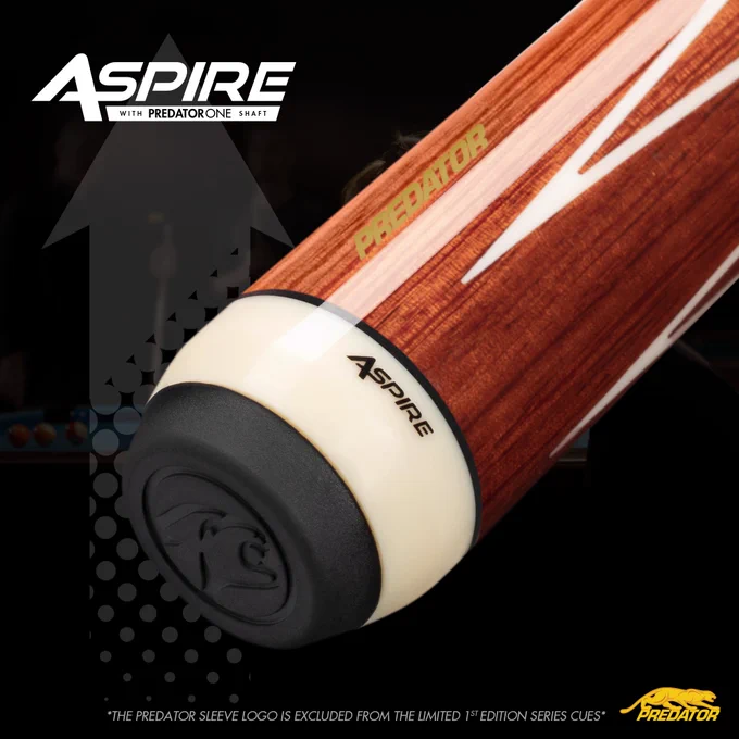 The Aspire 1-8 pool cue is made of rengas wood & white inlays to complement its natural color. Its solid maple core improves its stability & weight control, resulting in a more consistent cue.