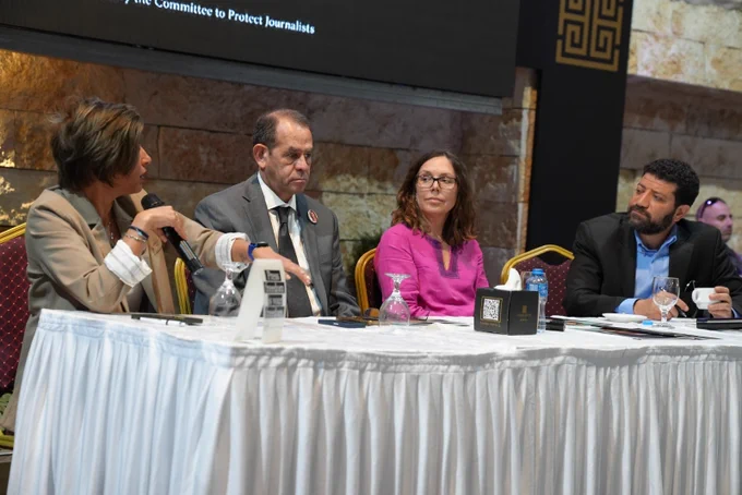 Panelists speak at CPJ's event marking the launch of CPJ's report, "Deadly Pattern: 20 journalists died by Israeli military fire in 22 years. No one has been held accountable."

Photo credit: Waleed Kamar