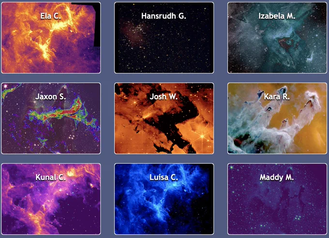 Series of images featuring the Eagle Nebula and Pillars of Creation