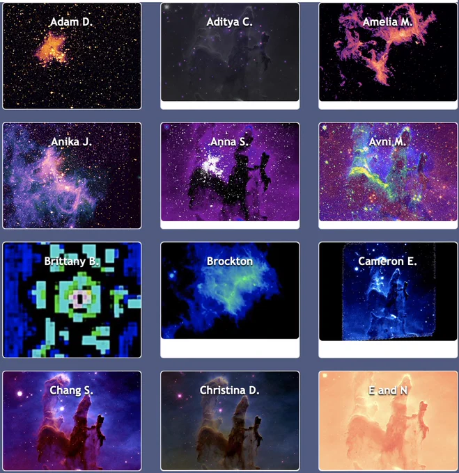 Series of images featuring the Eagle Nebula and Pillars of Creation