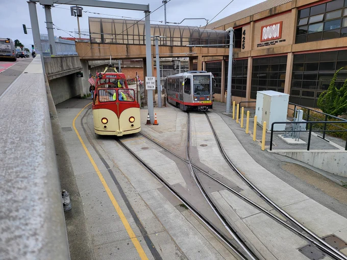 red boat tram and muni LRV