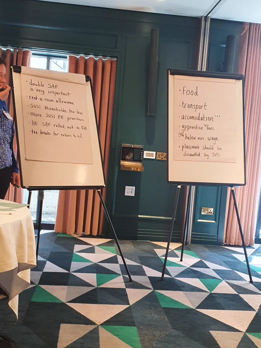 Flipcharts with points raised from the event.