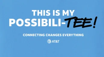an image of Will's design 

White Text saying "This is my Possibili-Tee! Connecting Changes Everything" with "the AT&T Globe and name" on an AT&T Blue Back ground