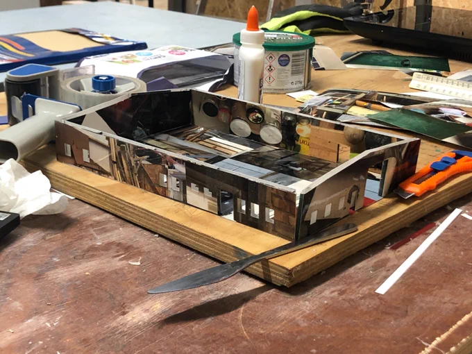 Harry Bix's model of original SET, Alscot Road, made out of images of life in Alscot Road but made and displayed in SET New Cross (SET New Cross, Open Studios, 2022).