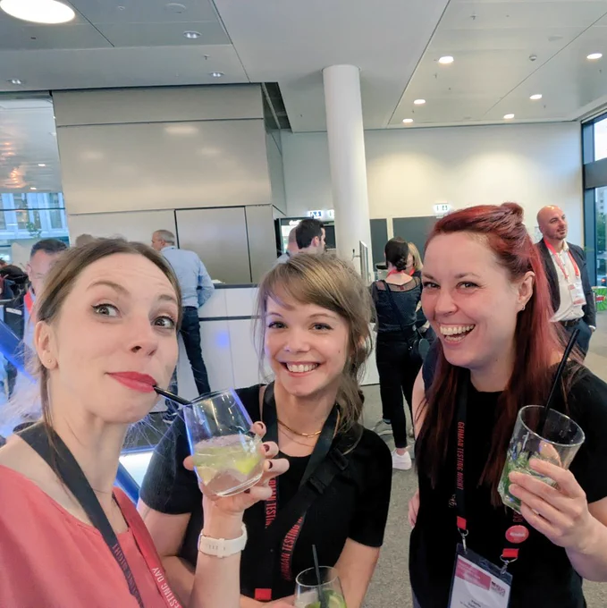 Ada and Veerle and me drinking G&Ts at German Testing Day 