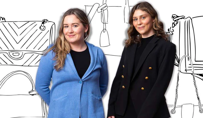 Kristen Kelly, left, and her sister-in-law, Sara DiBernardo, presented for their company, Totelly Lined, during the Henry A. Panasci Jr. Technology Entrepreneur Competition and captured the People’s Choice award.