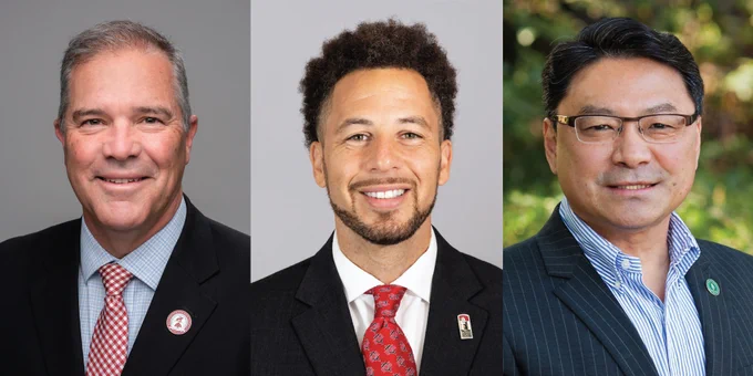 Left to right: Headshots of Stephen Perez, J. Luke Wood, Ming-Tung "Mike" Lee. 

