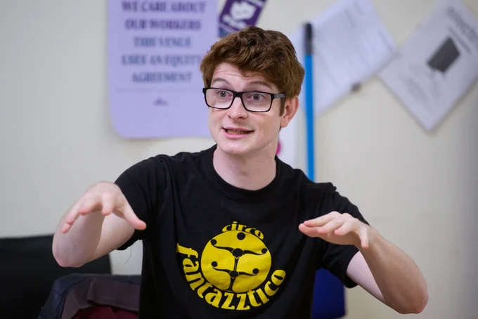 Liam Rees, director, in rehearsals for The Devil Drinks Cava
