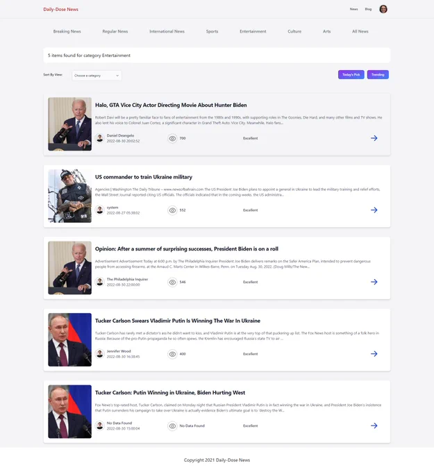 This is a news paper website

#html #html5 #htmldeveloper #css #css3 #cssflexbox #javaScript #es6 #javascriptdeveloper #bootstarp

GitHub Link: https://github.com/resalatislam5/Daily-Dose-News

Live link: https://daily-dose-news-resalat.netlify.app/