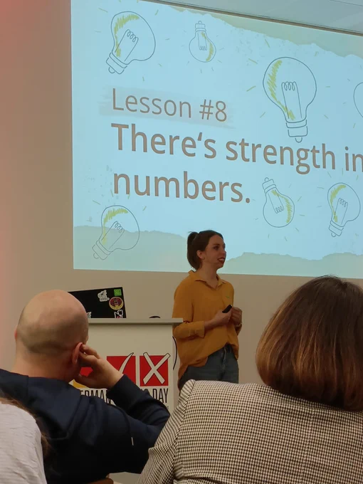 Sophie on stage at German testing day