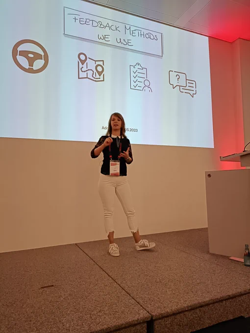 Ada pohl on stage at German testing day