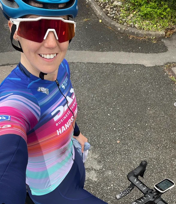 WM Sammie Stuart on her bicycle