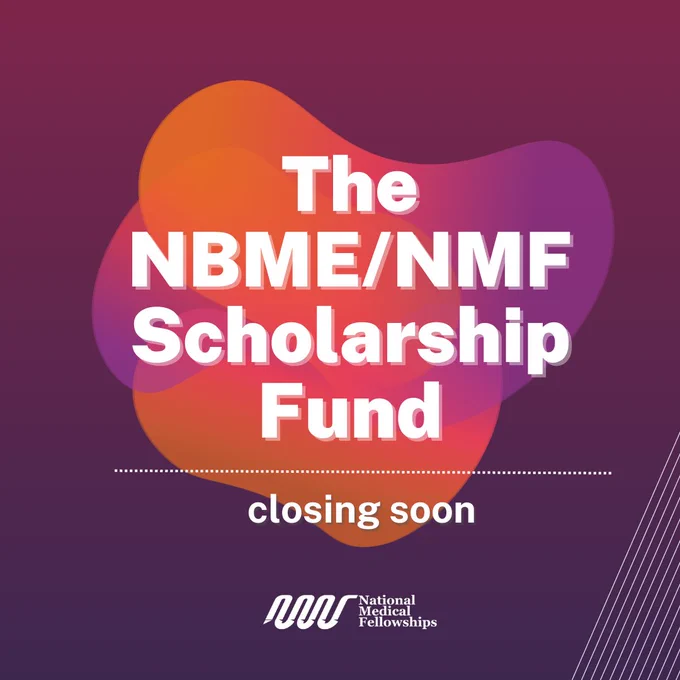 Graphic with the text "The NBME/NMF Scholarship Fund"