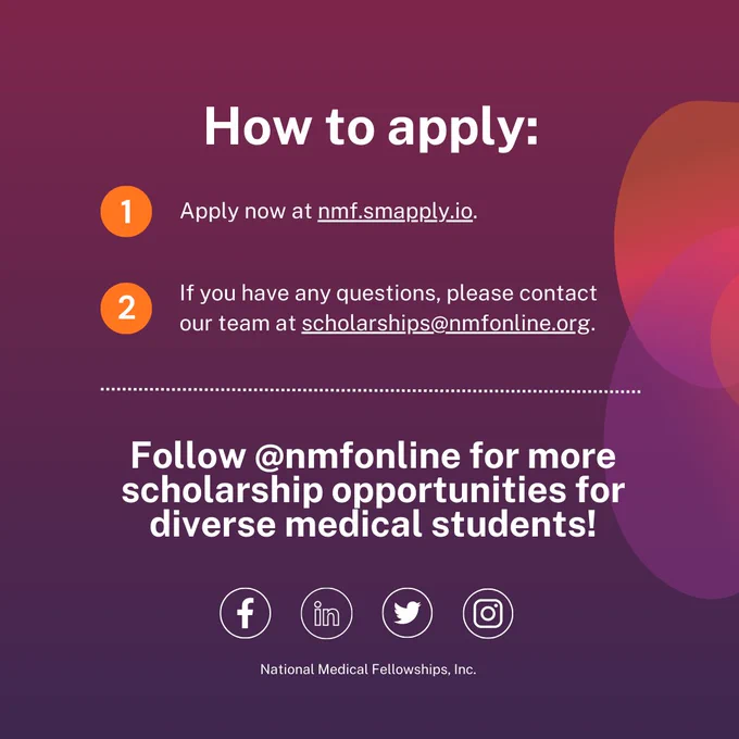 Graphic with information about how to apply to this scholarship.