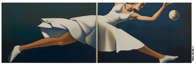 Twitter Banner - Painting of Female Tennis Player in Action 