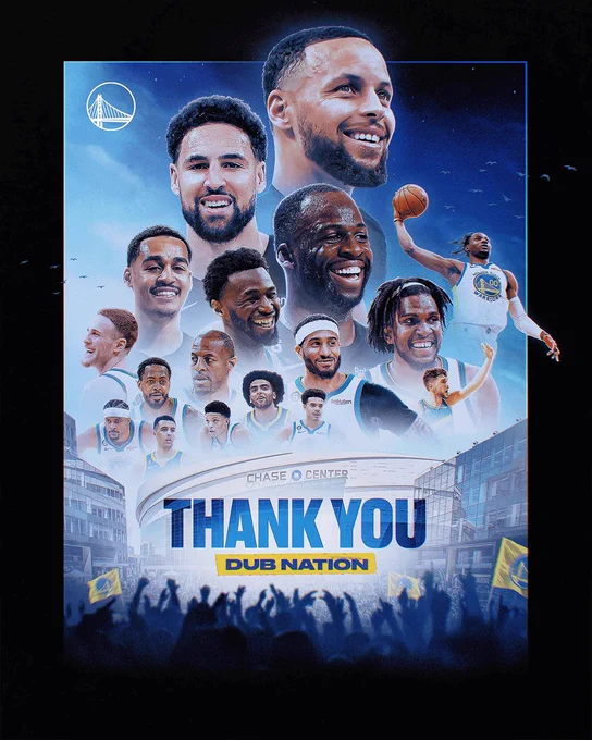 Thank You graphic featuring all members of the Warriors