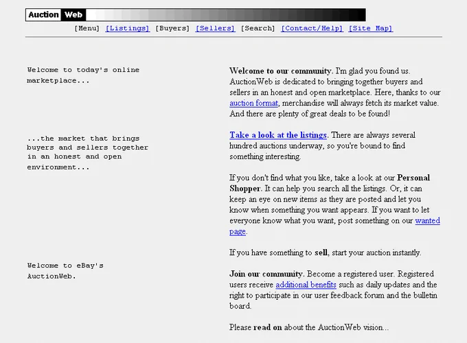 eBay website in 1996