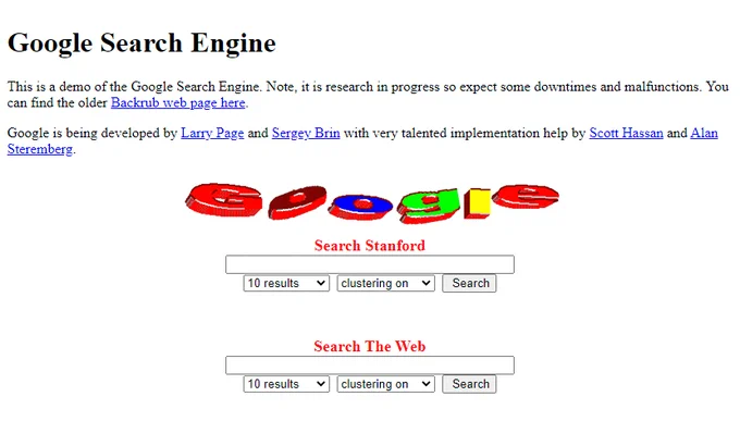 Google demo in 1998