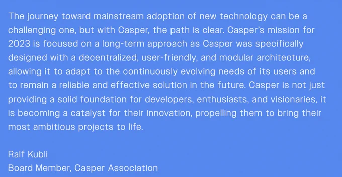 About Casper in the words of Ralf Kubli, Board Member at Casper Association