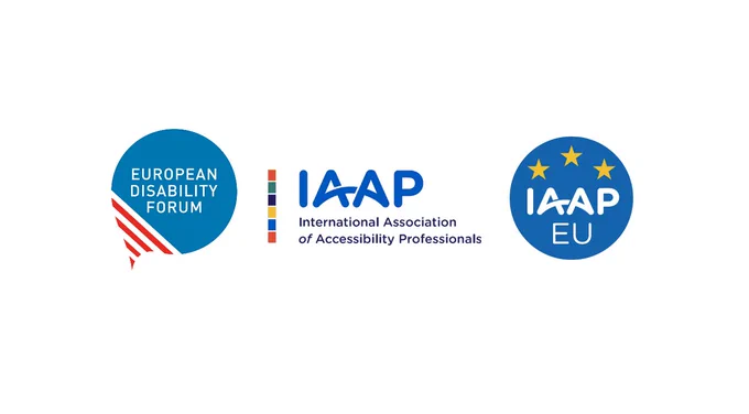 Logos of EDF, International Association of Accessibility Professionals, and IAAP EU
