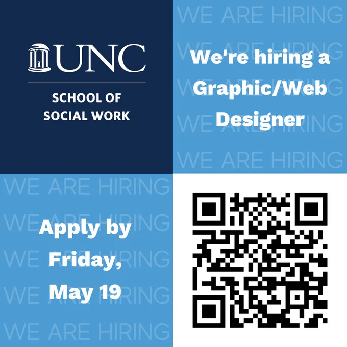 We're hiring a graphic/web designer. Apply by Friday, May 19.