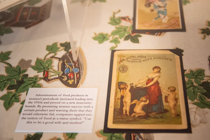 A 1910s-era advertisement for Dr. Buckland's Scotch Oats Essence is presented as part of a student's capstone presentation.