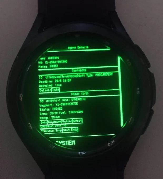 A SpaceTraders API client built on a smartwatch