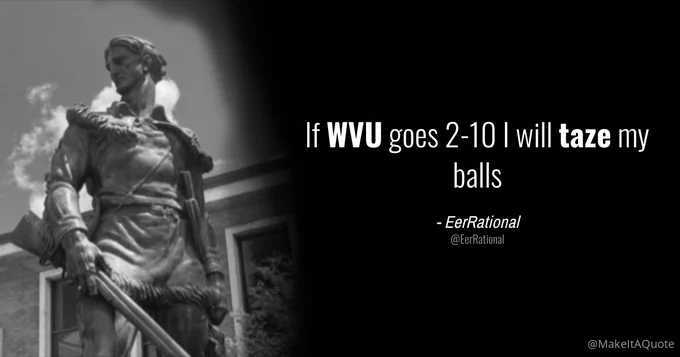 Illustration of @EerRational's original tweet displaying their profile picture and the text: If WVU goes 2-10 I will taze my balls