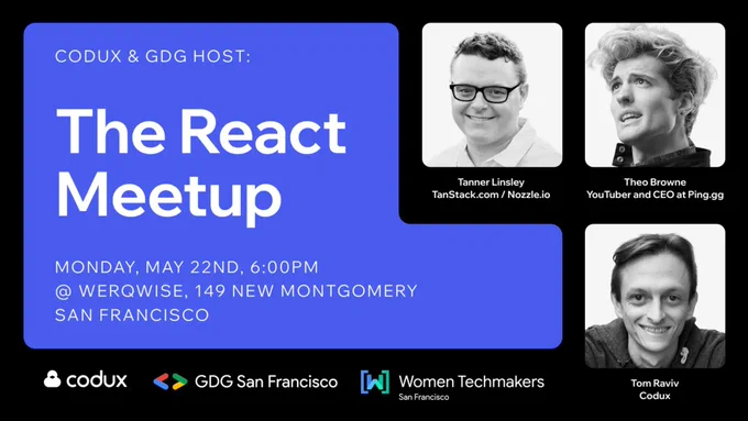 Banner for The React Meetup, May 22nd San Francisco
