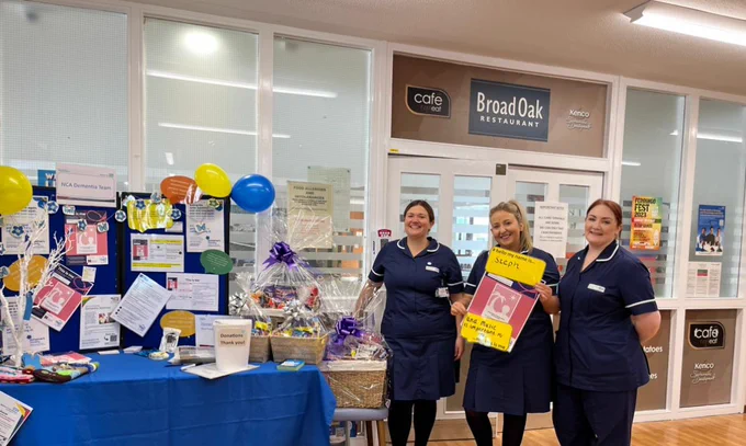 NCA Dementia team with their display at Fairfield Hospital 