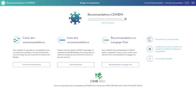 A view of the eCOVID Recmap opening page.