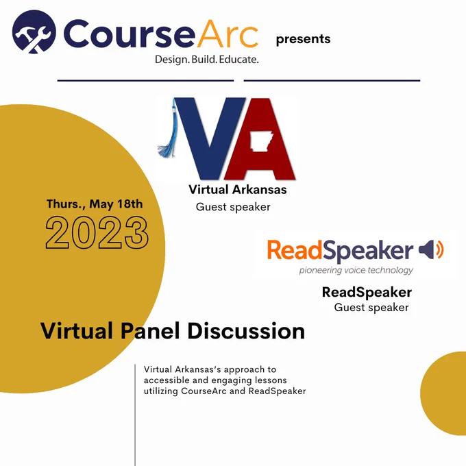 Advertisement of Panel discussion with Virtual Arkansas and ReadSpeaker