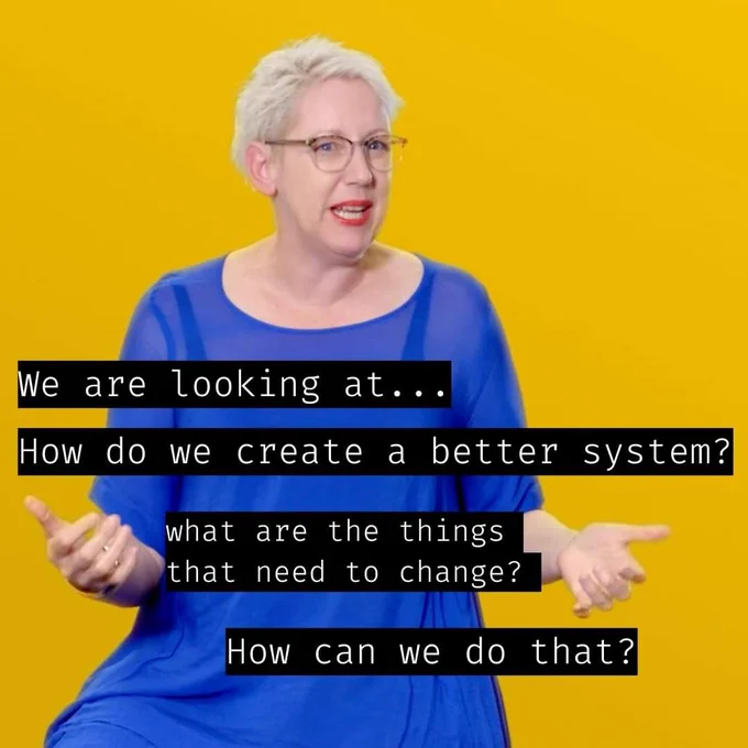 Image descrption: Rebekah is wearing a blue top and is pictured on a yellow background, the above quote is written across the image.   