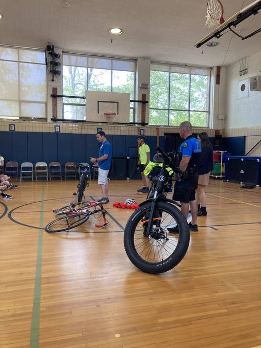 Town of Greenwich, Greenwich PD, and Mr. Baxendale of Bax Cycles talking about pedestrian and bike safety. 