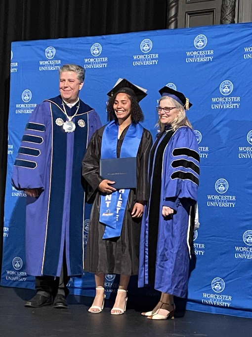 President Maloney, Naraylee Baez and Provost Wims.