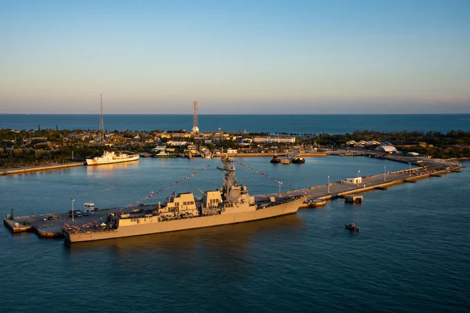 USS Lenah Sutcliffe Higbee (DDG 123) is moored at Truman Harbor ahead of its commissioning ceremony at Naval Air Station Key West, Fla. 📸 U.S. Navy photo by Mass Communication Specialist 2nd Class Nicholas V. Huynh