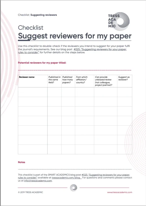 Suggest reviewers for my paper