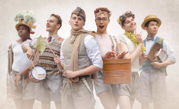 A photo showing six boys dressed in traditional school outfits