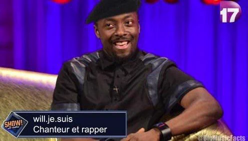 Will I Am on French television, subtitled Will je suis, chanteur et rapper