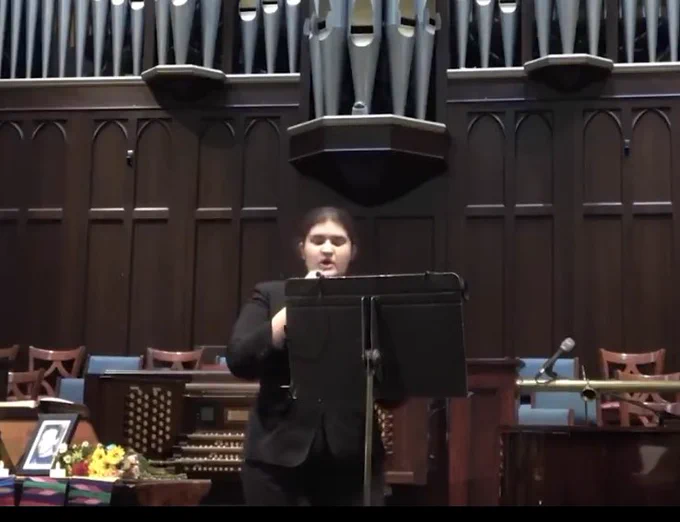 Laila Saithu, 15-year-old student from #AllenTexas, sharing her poem: “I am a child. My job is to grow. Not to know where to go when the bullets blow." -